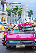 Old classic American car on one of Havana's Cuba streets. There is nearly 60,000 vintage American cars in Cuba