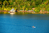 Kayak in the bay of Haamene in Tahaa, French Polynesia, Society Islands, Pacific Islands, Pacific.