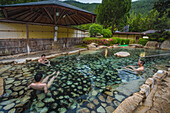 Kumano Kodo pilgrimage route. Rotenburu, open air Hot Spring Bath. Sasayuri Hotel. Watarase Onsen. Hongu Town. Tanabe city. Wakayama Prefecture. Kansai region. Honshü Island . UNESCO World Heritage Site. Japan