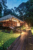 Bedrooms at Sacha Lodge, an Amazon Rainforest lodge near Coca in Euador, South America