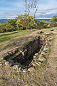 Entrance to Tomb 114 in the pre-Columbian Zapotec ruins of Monte Alban in Oaxaca, Mexico. A UNESCO World Heritage Site.
