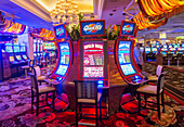 The interior of Bellagio hotel and casino in Las Vegas. Bellagio is a luxury hotel and casino located on the Las Vegas Strip. The Bellagio opened on 1998.