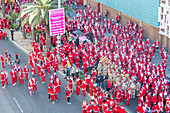 An Unidentified participants at the Las Vegas Great Santa Run in Las Vegas Nevada. It is the largest gatherings of Santa runners in the world.