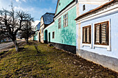 Colourful houses in Viscri, UNESCO World Heritage Site, Transylvania, Romania