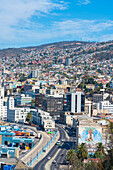 Stadtzentrum von Valparaiso in der Nähe von Muelle Prat, Valparaiso, Provinz Valparaiso, Chile, Südamerika