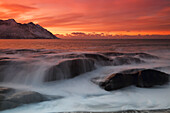 Sonnenuntergang, Tungeneset, Senja, Troms og Finnmark, Nordwest-Norwegen, Skandinavien, Europa