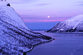 Insel Senja in der Morgendämmerung, Troms og Finnmark, Nordwest-Norwegen, Skandinavien, Europa