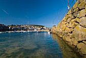 Stone Wall Inside The Harbor Of Mousehole, Low Angle View