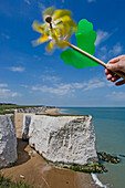 Person Holding Pinwheel Over Botany Bay
