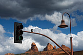 A Set Of Traffic Lights In Red Rock Country.