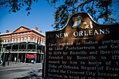 New Orleans Historical Information Sign Outside French Colonial Building