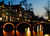 Bridge Over Canal Of Leidsegracht At Dusk