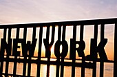 Silhouette Of Railing With New York Text