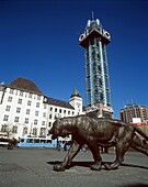 Plaza In Front Of Central Railway Station With Bronze Tiger