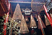 Conical Incense Coils Hanging At Temple In Ho Chi Minh City, Low Angle View