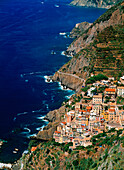 Aerial View Of Town On Cliff Side