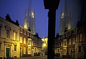 UK, Linolnshire, Street scene at night; Louth