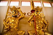 Goldene buddhistische Statuen im Inneren des Sam Poh Tempels