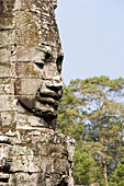 Gesicht des Avalokiteshvara-Wächters vom Bayon-Tempel, Angkor, Siem Reap, Kambodscha