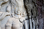 Weibliche Darstellung an der Wand des Bayon-Tempels, Angkor, Siem Reap, Kambodscha