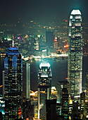 Skyline von Hongkong bei Nacht,China