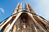 Vordereingang, Tempel der Sagrada Familia - Gaudi. Barcelona, Spanien.