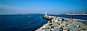 View Towards Golden Horn,Across Bosphorous From Pier In Kadikoy, Istanbul,Turkey