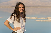 Portrait Of A Young Woman Standing With The Dead Sea In The Background; South District, Israel
