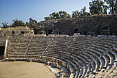 Ruinen eines Amphitheaters im Beit Shearim-Nationalpark; Beit Shean, Nordbezirk, Israel.
