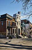 Residential Area With Houses In Variety Of Architecture, Plateau Mont Royal; Montreal, Quebec, Canada