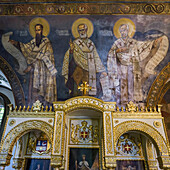 Farbenfrohes Kunstwerk in der serbisch-orthodoxen Kirche in der Belgrader Festung, Ruzica-Kirche; Belgrad, Vojvodina, Serbien.