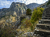 Steps leading up to Kotor Fortress; Kotor, Kotor Municipality, Montenegro