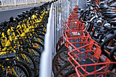 Row of bicycles for hire; Beijing, China