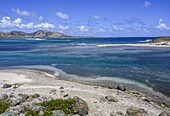 Küstenlinie der Insel St. Maarten auf der niederländischen Seite; Marigot, Philipsburg, Sint Maarten.