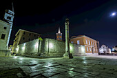The Pillar of Shame at the Roman Forum at night; Zadar, Croatia