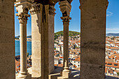 View from the top of St Domnius Bell Tower on the Peristyle of Diocletian's Palace; Split, Croatia