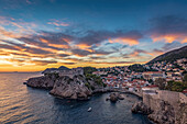 View of Fort Lovrjenac at sunset; Dubrovnik, Dubrovnik-Neretva County, Croatia