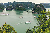 Ha Long Bucht mit Booten; Quang Ninh Provinz, Vietnam