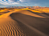 Spätes Tageslicht über den Mesquite Sanddünen des Death Valley National Park; Kalifornien, Vereinigte Staaten von Amerika