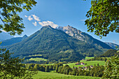 View at the alpine mountains from the German Alpine Road (Alpenstraße), Berchtesgaden National Park; Berchtesgadener Land, Ramsau, Bavaria, Germany