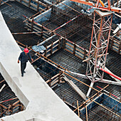 Man On Construction Site; Tianjin China