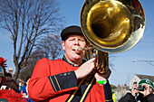 A Member From A Marching Band In The Saint Patrick's Day Parade; Dublin Ireland
