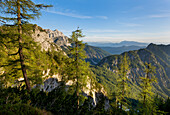 Blick in Richtung Österreich vom Weg nach Sleme in den Julischen Alpen; Kranjska Gora, Gorenjska, Slowenien