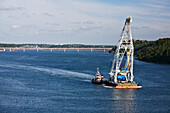 A Floating Crane In The Entrance Of The Fjord; Stockholm, Sweden