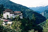 Bhutan, Tongsa Dzong Kloster auf einem Hügel; Tongsa