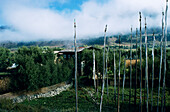 Bhutan, Prayer flags near home; Paro Valley
