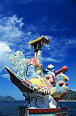 Hong Kong, Refuse Bay, Tin Hua Temple, Closeup Of Colorful Statue