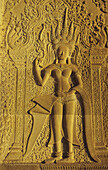 Cambodia, Siem Reap, Stone Carvings Of Woman; Angkor Wat