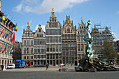 Statue Of Brabo Flinging The Giant's Hand; Antwerp Flanders Belgium