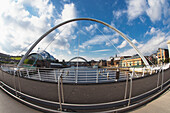 An Arch On A Pedestrian Bridge Going Over The River Tyne; Newcastle Northumberland England